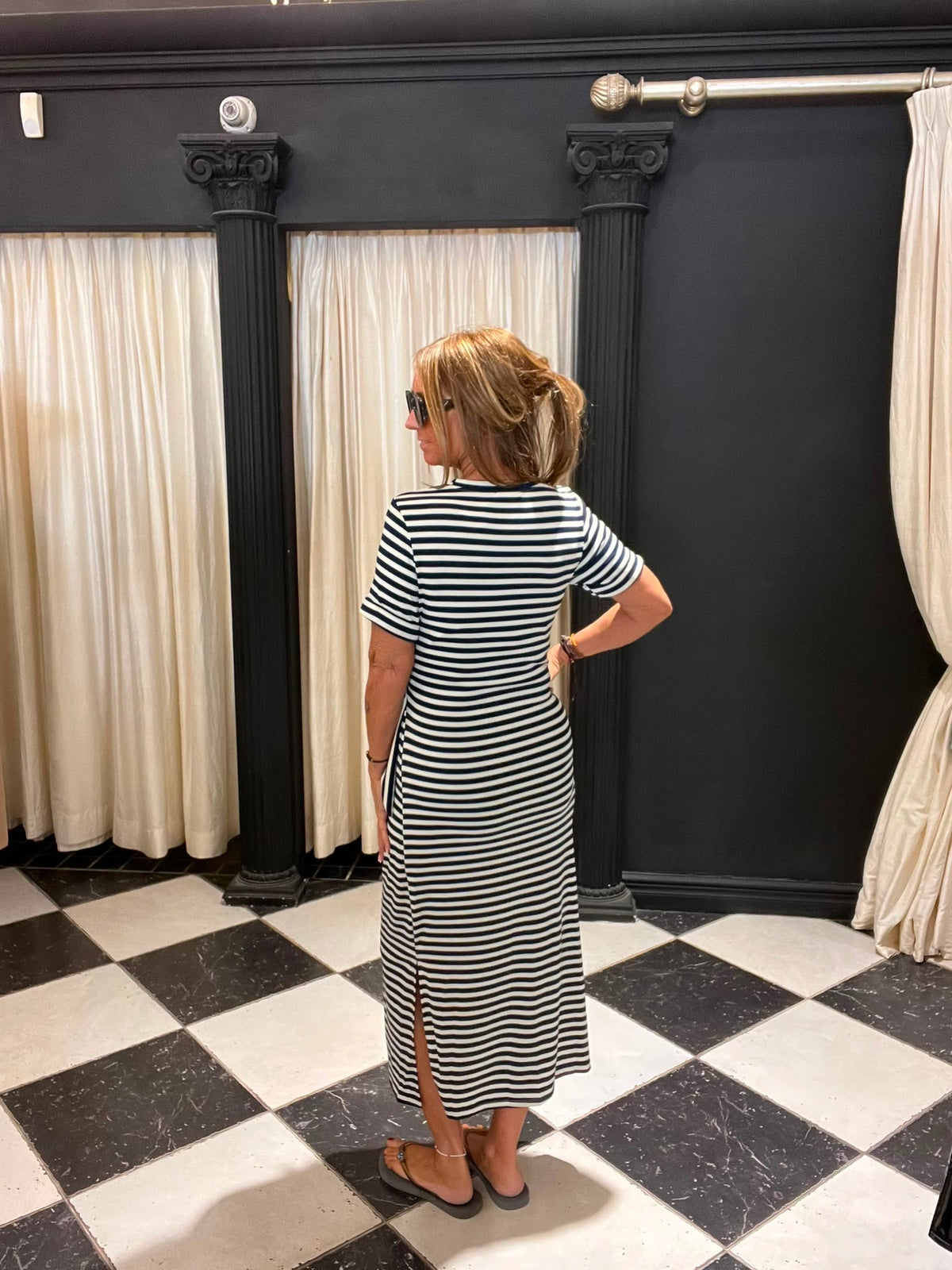 Gestreepte Maxi Jurk Zwart/Wit