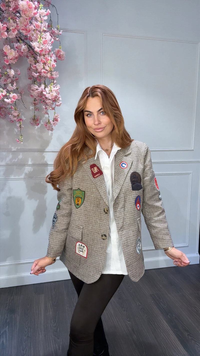 Geruite blazer met patches