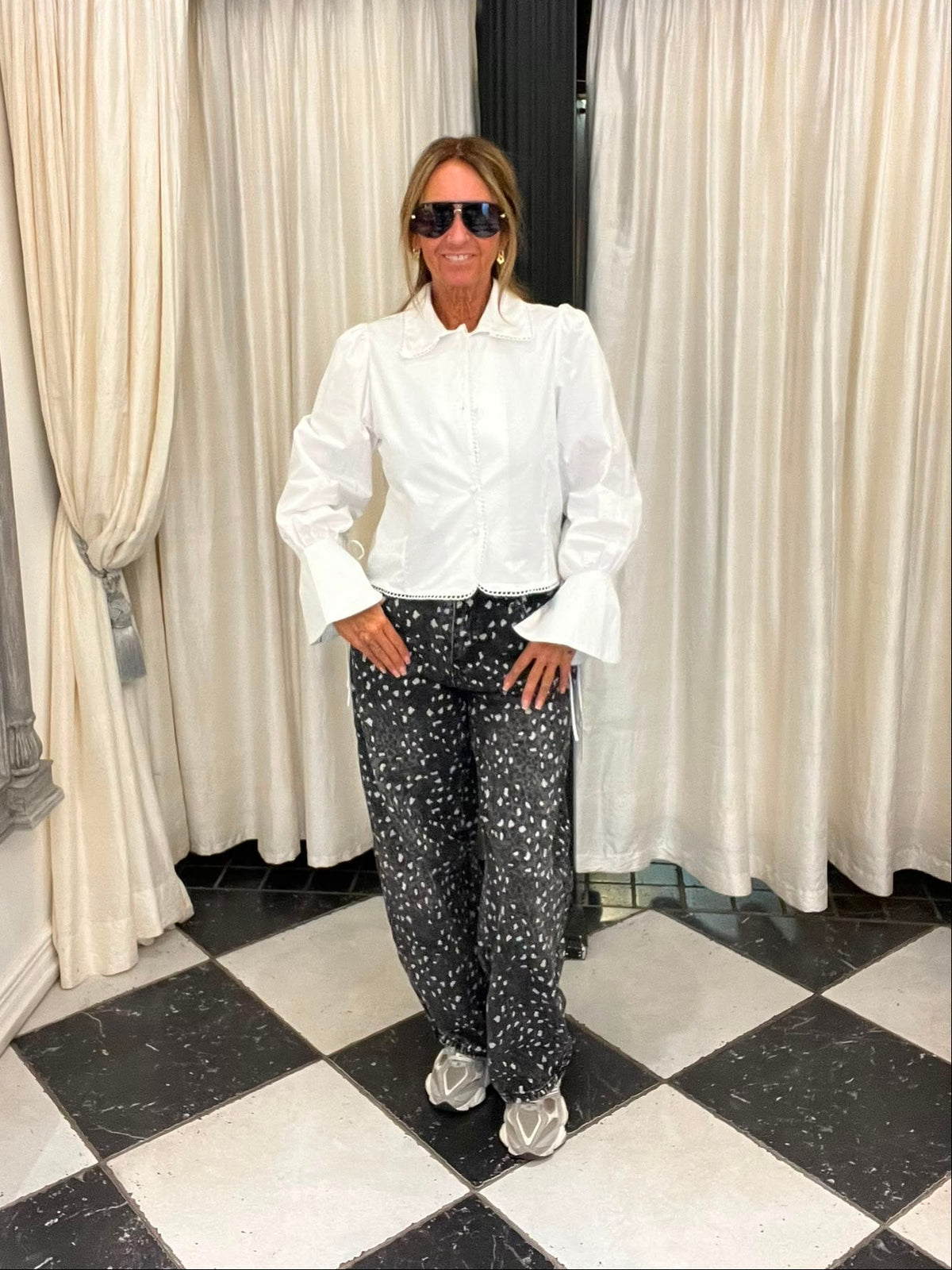 Grijze Leopard Print Jeans
