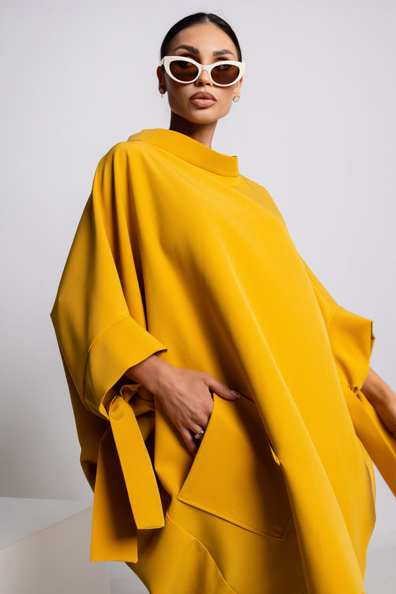 Oversized  Kimono Jurk – Mosterdgeel
