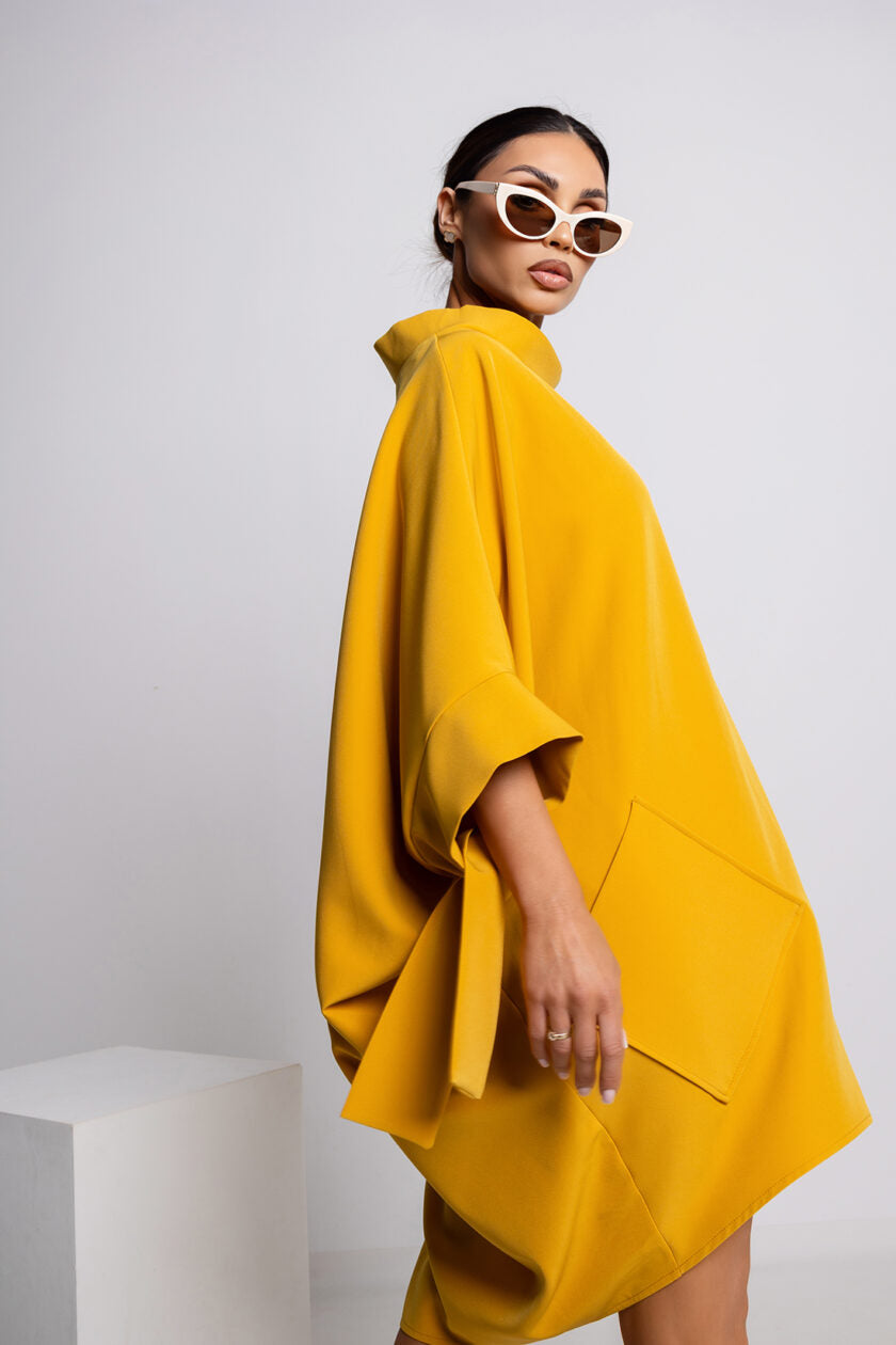 Oversized  Kimono Jurk – Mosterdgeel