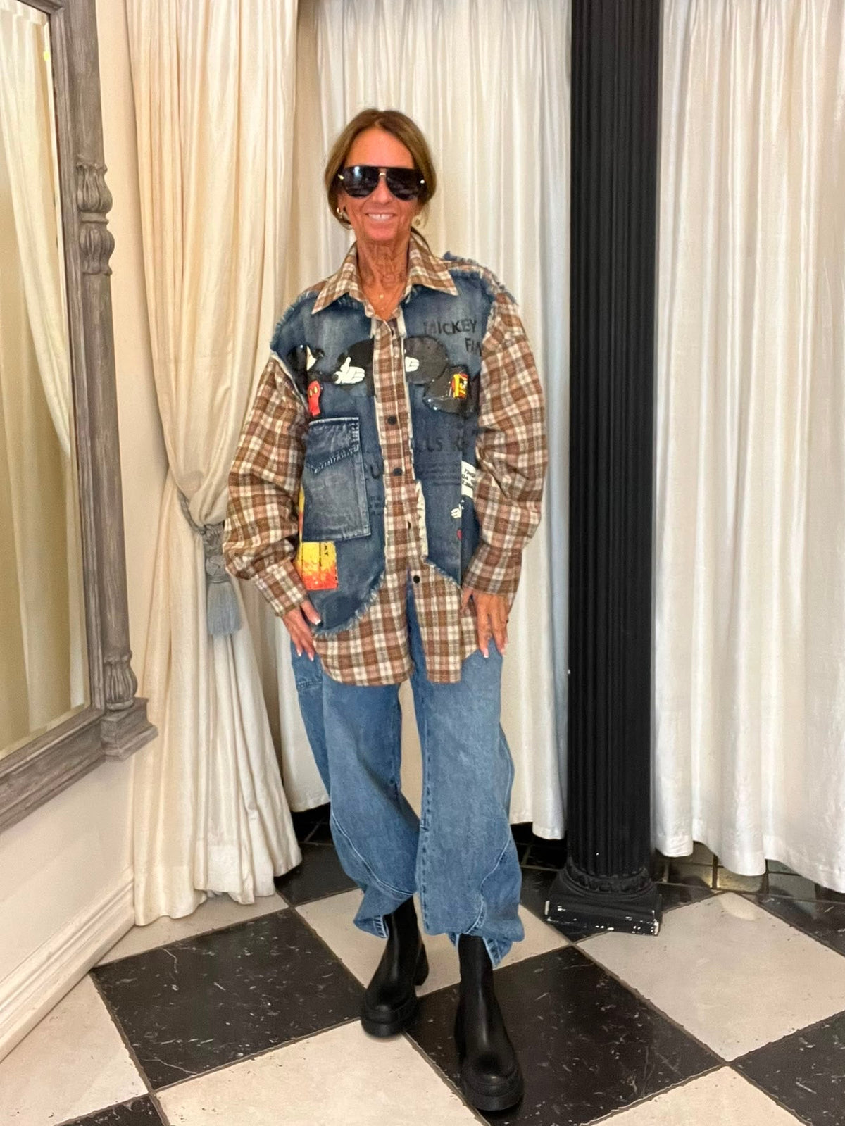 Denim Gilet met Mickey Mouse Print
