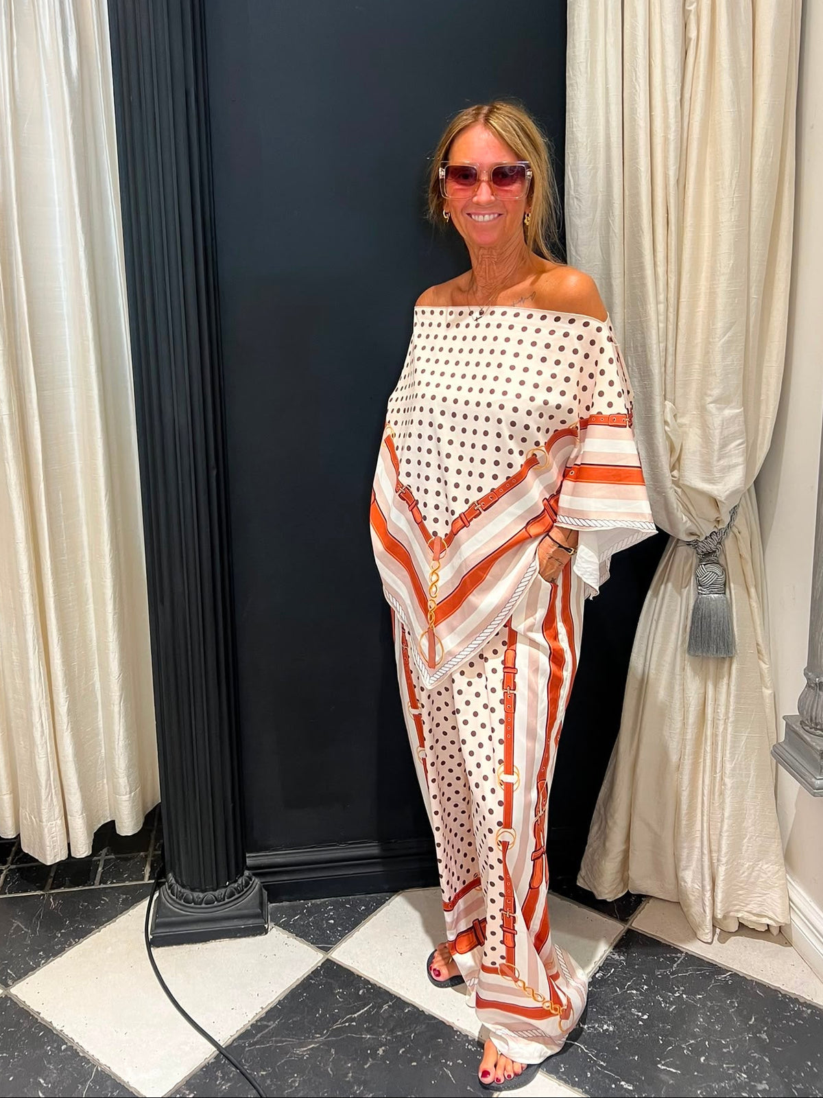 2 Delige Set Polka Stripe Kaftan Style