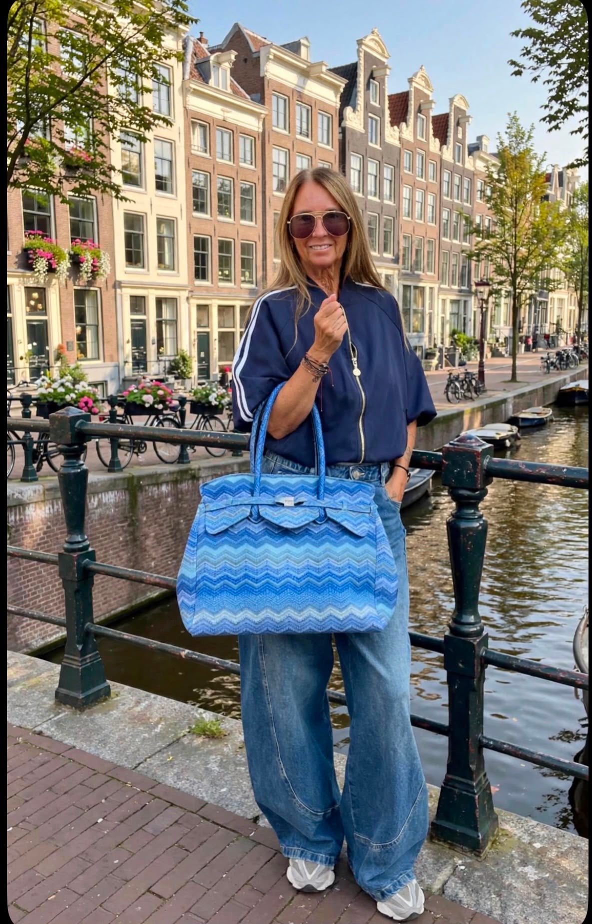 Oversized Navy Jasje met Strepen