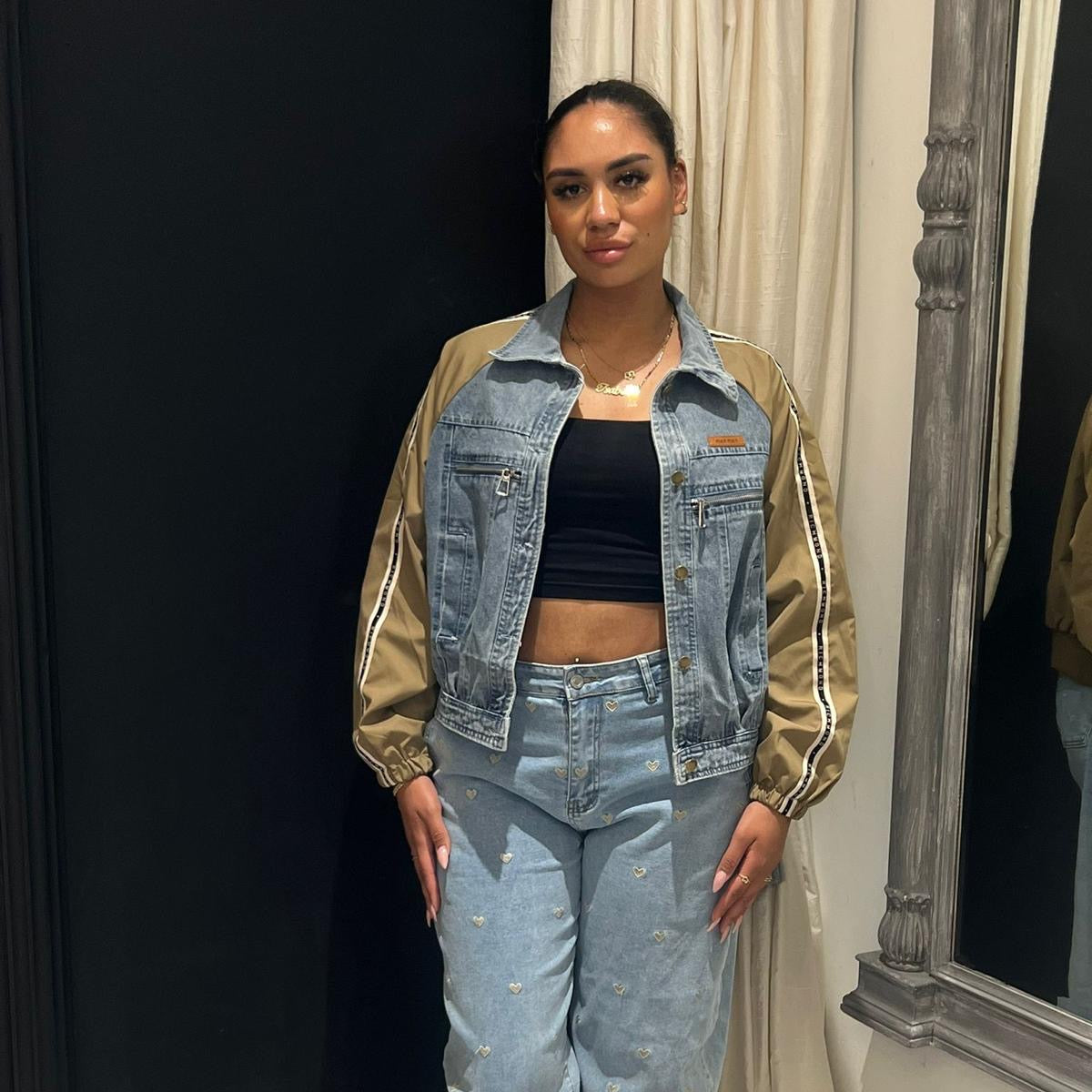Jacket Denim Sporty Camel/ Beige