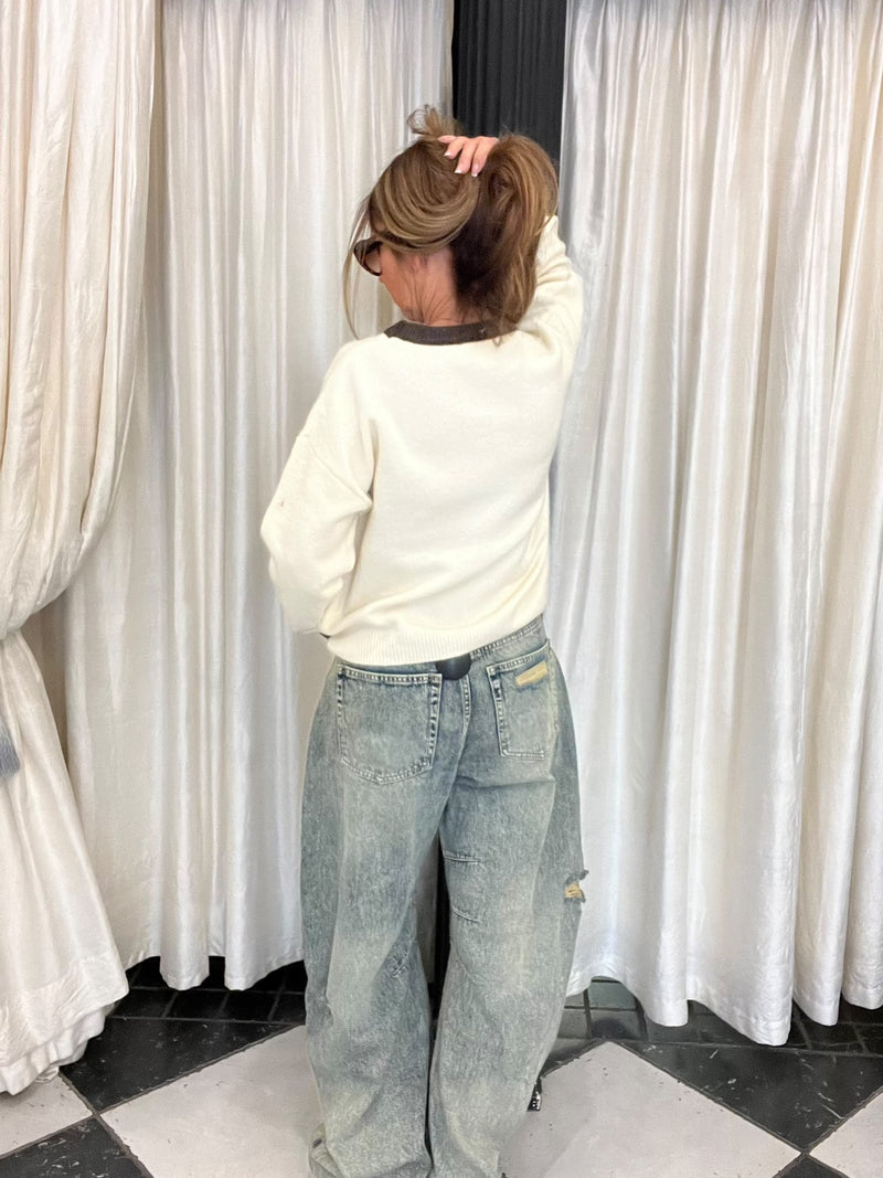 Wide Leg Jeans Distressed