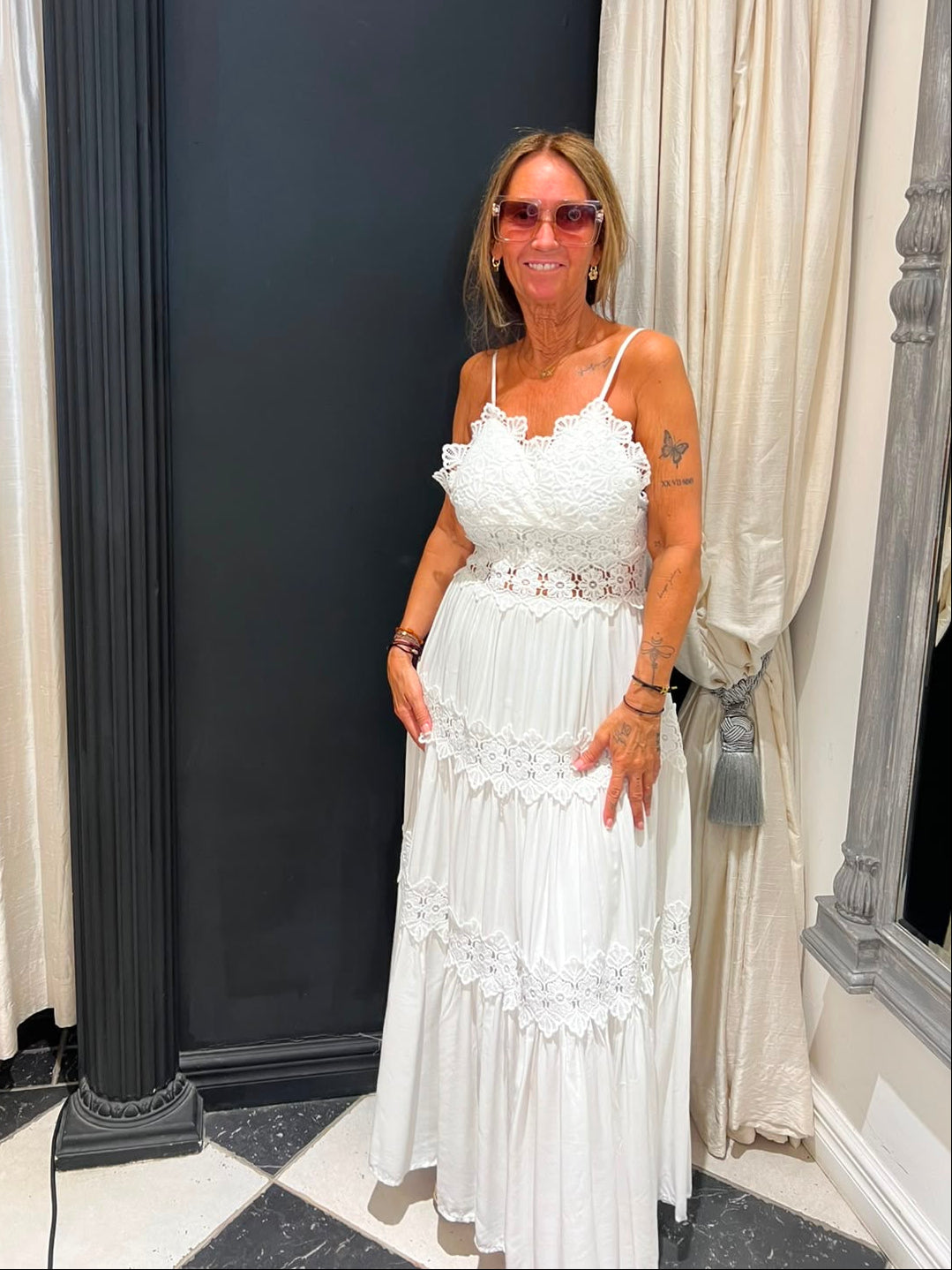 Maxi Jurk Wit Met Kanten Details