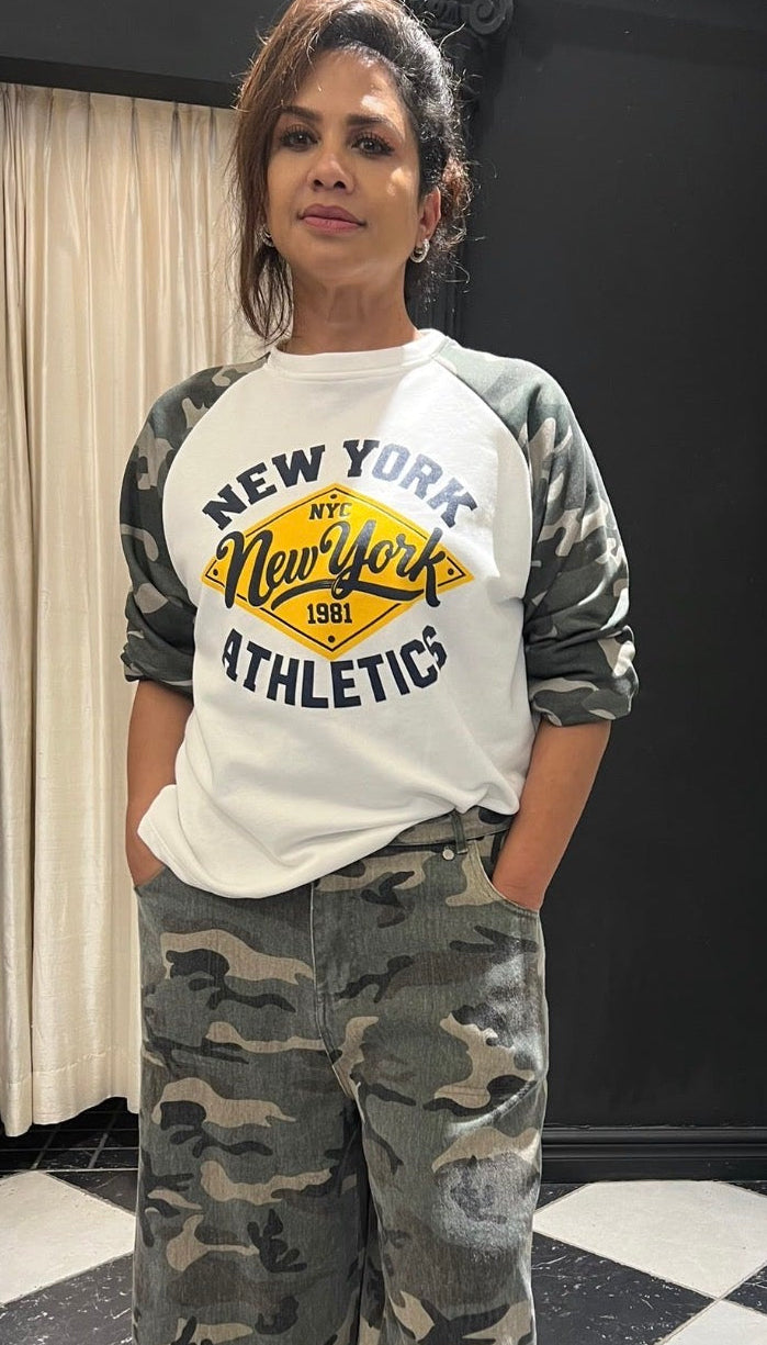 New York shirt met army sleeves geel