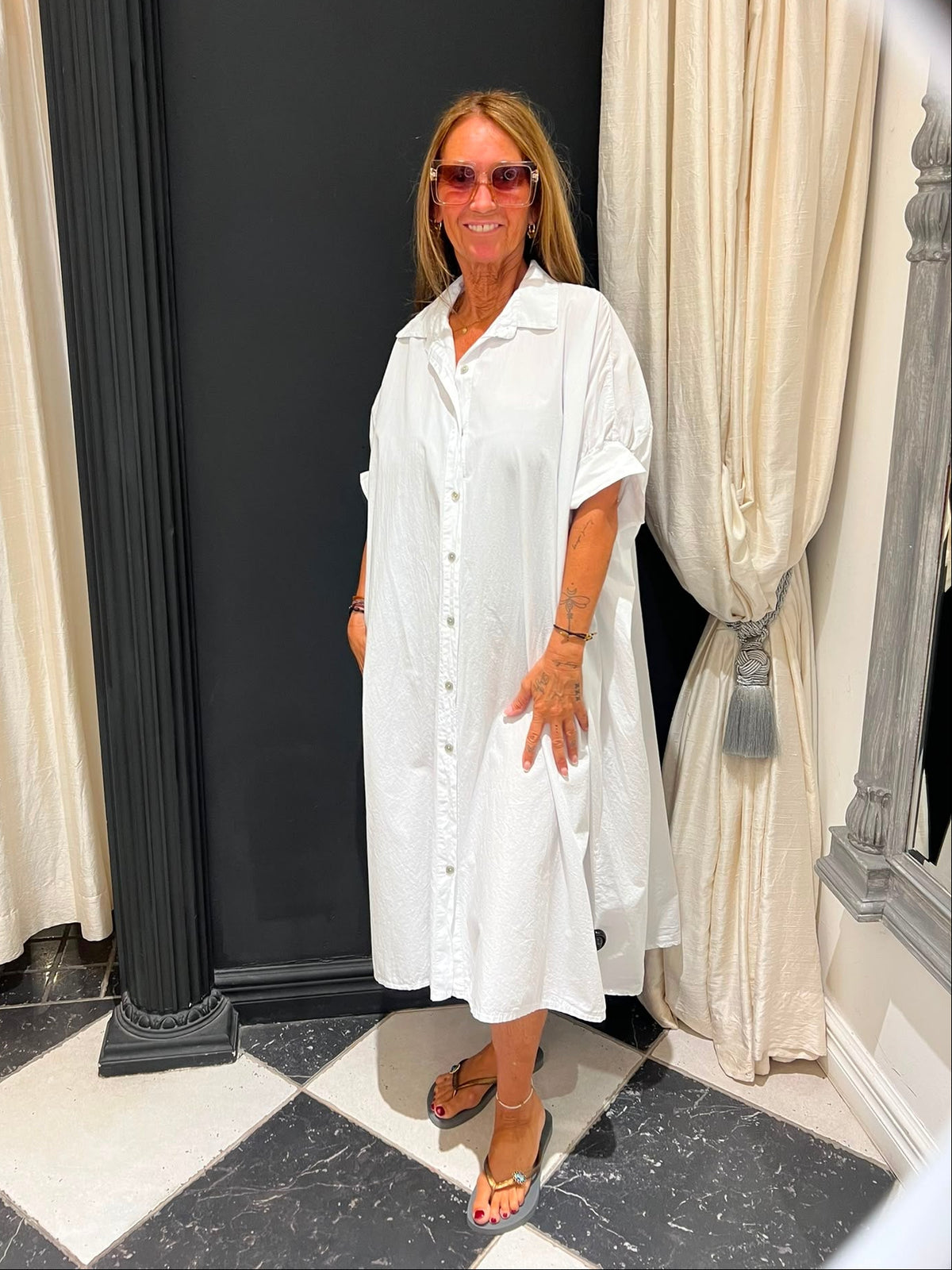 Witte Blouse Jurk London -Paris -Milan