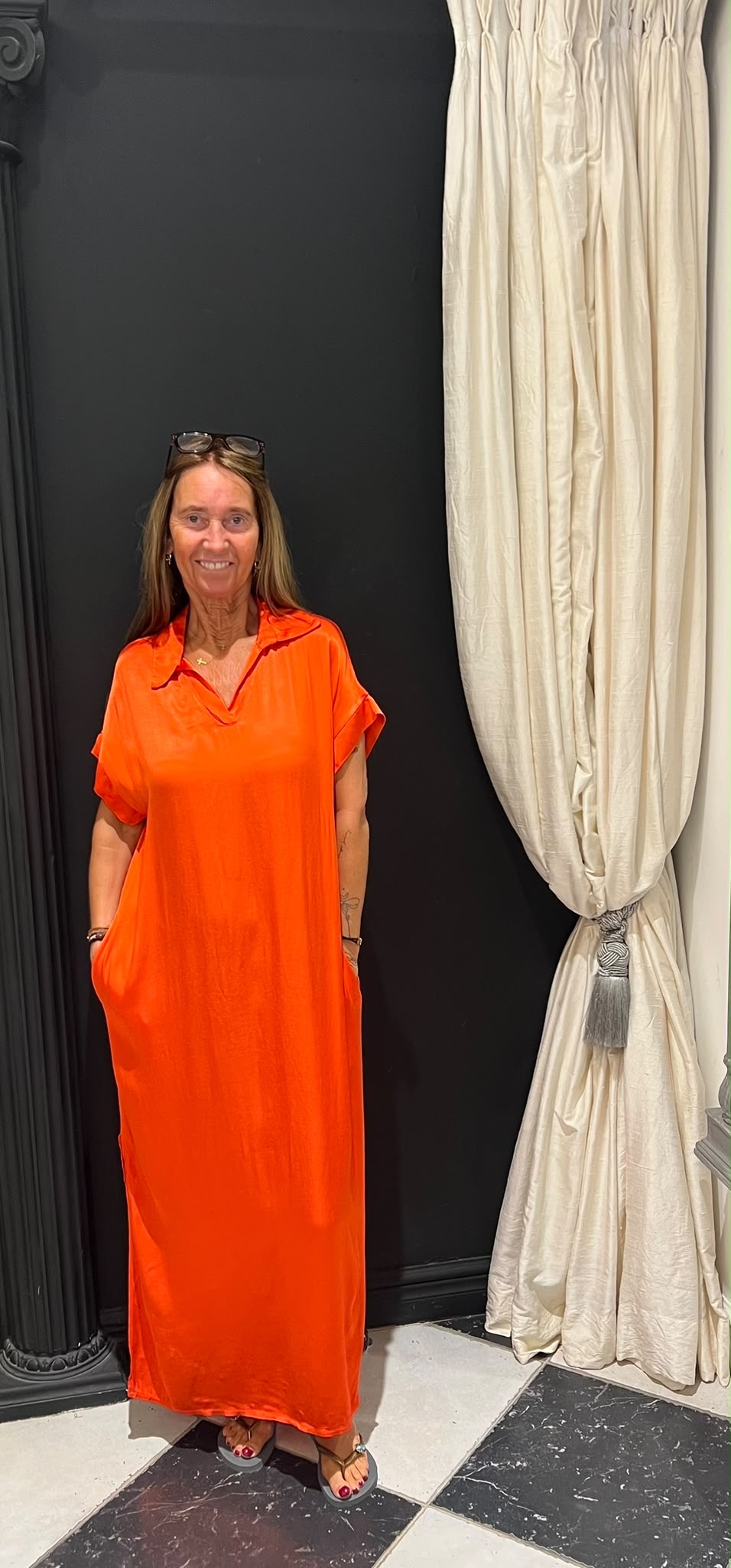 Maxi Jurk met Zakken Oranje