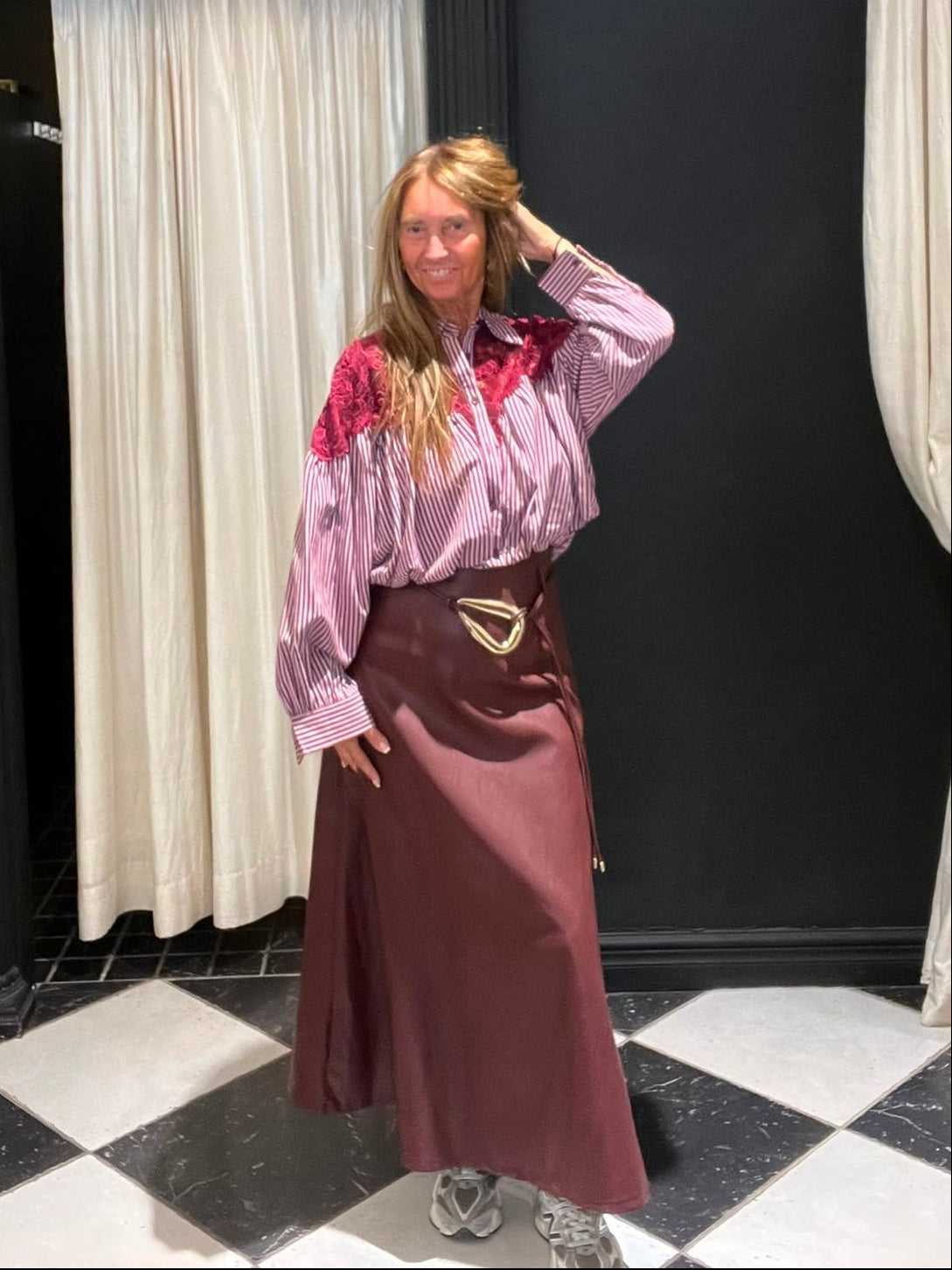 Sky Bordeaux Maxi Rok