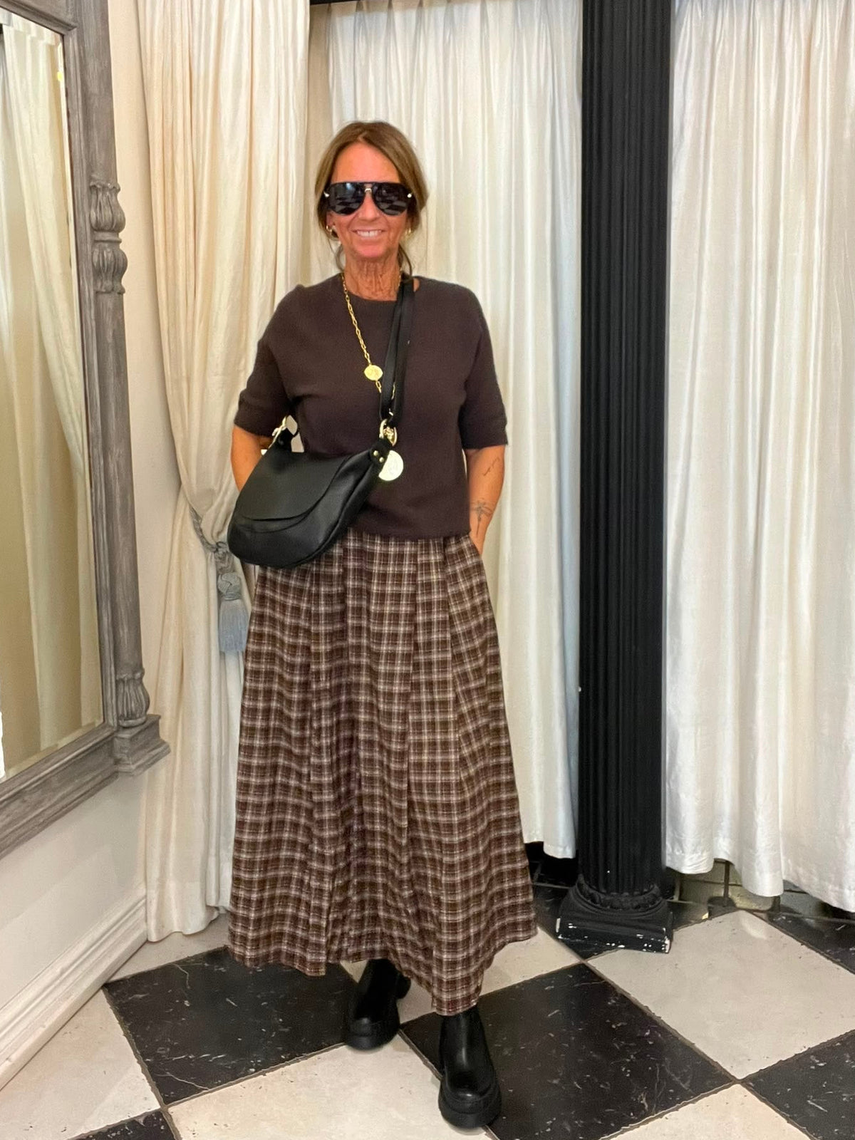 Geruite Midi Rok