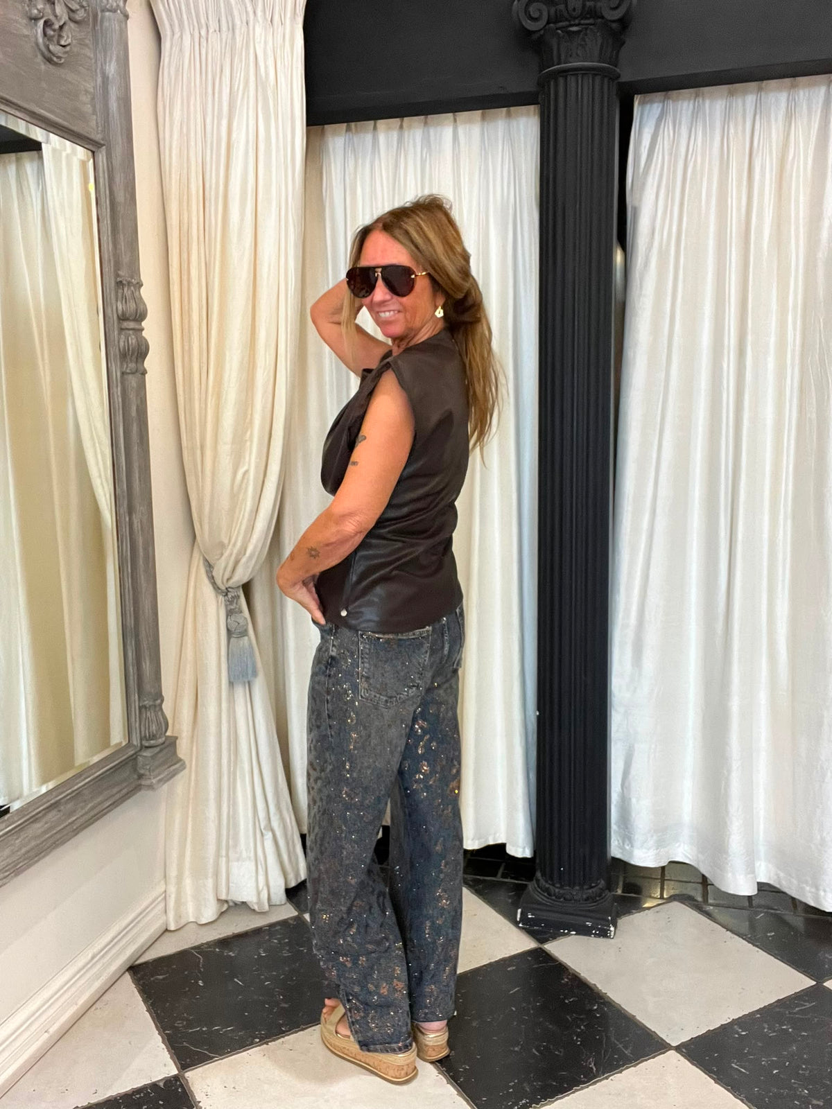 Glitter Straight Jeans