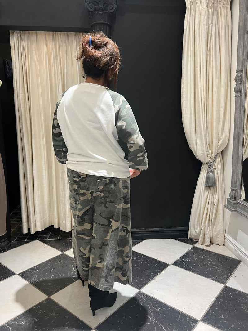 Stay Progress shirt met army sleeves bordeaux
