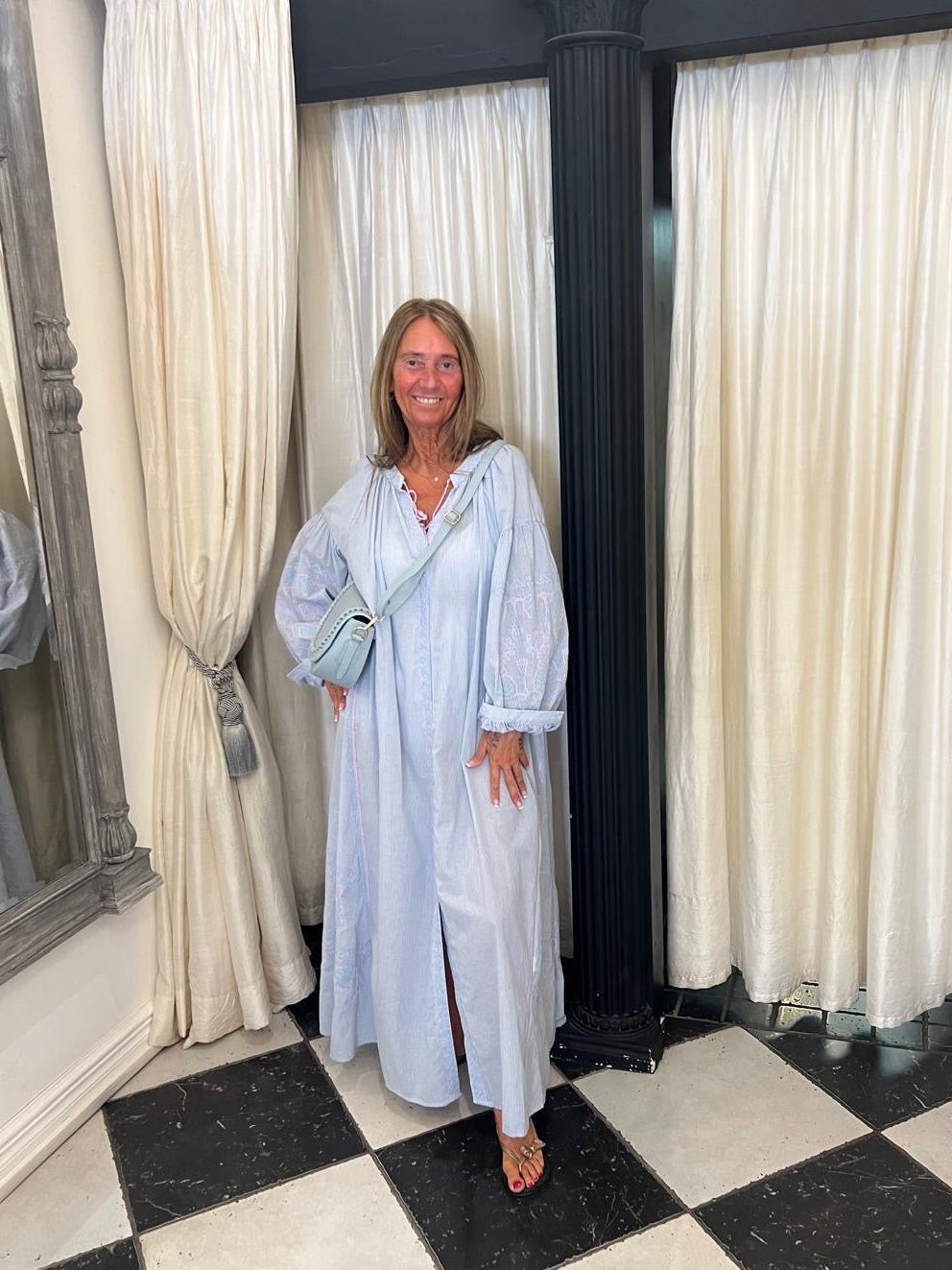 Lichtblauwe Maxi Blouse Jurk