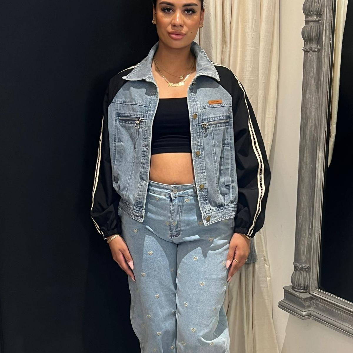 Jacket Denim Sporty Zwart