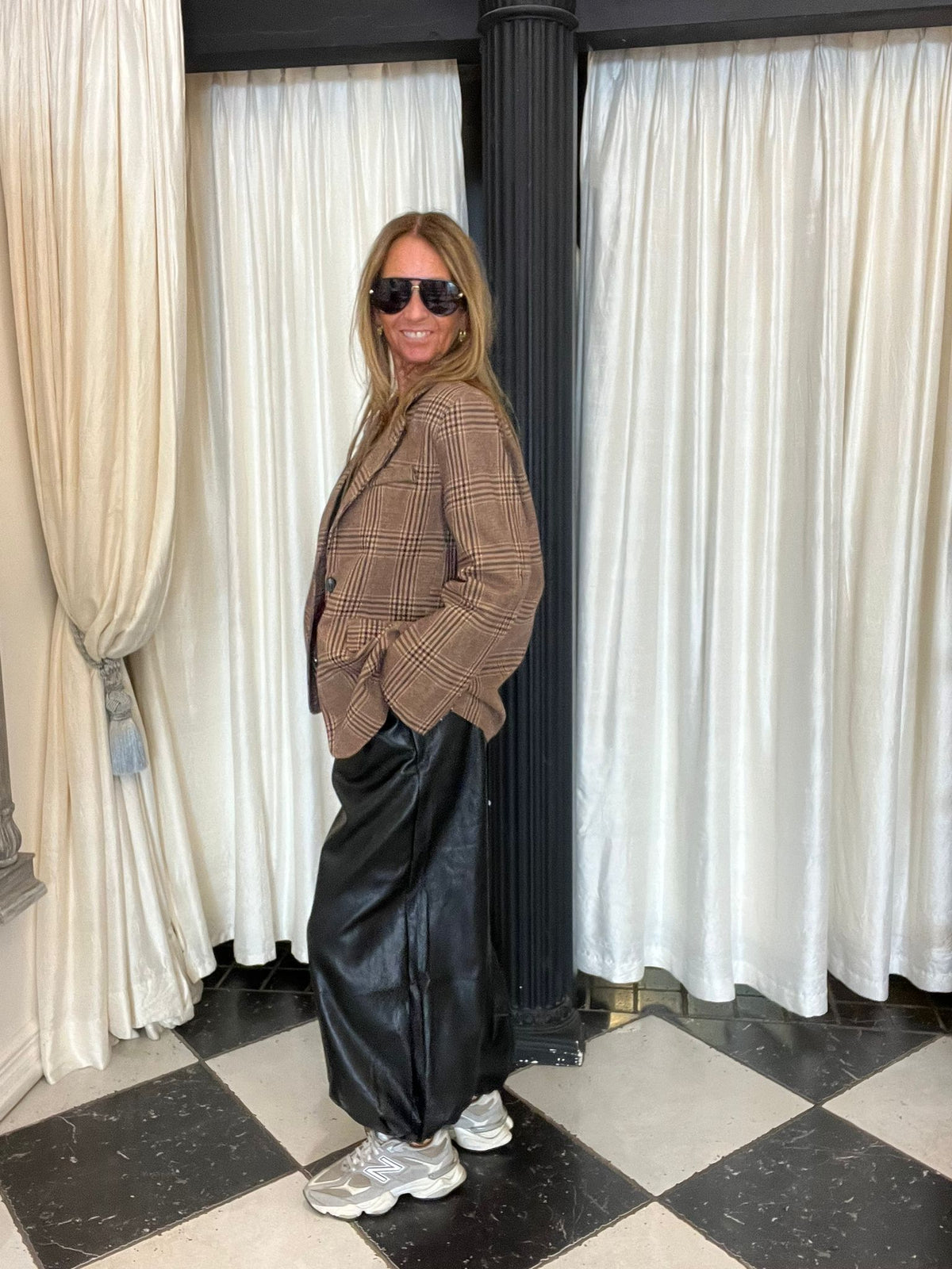 Geruite Blazer Camel