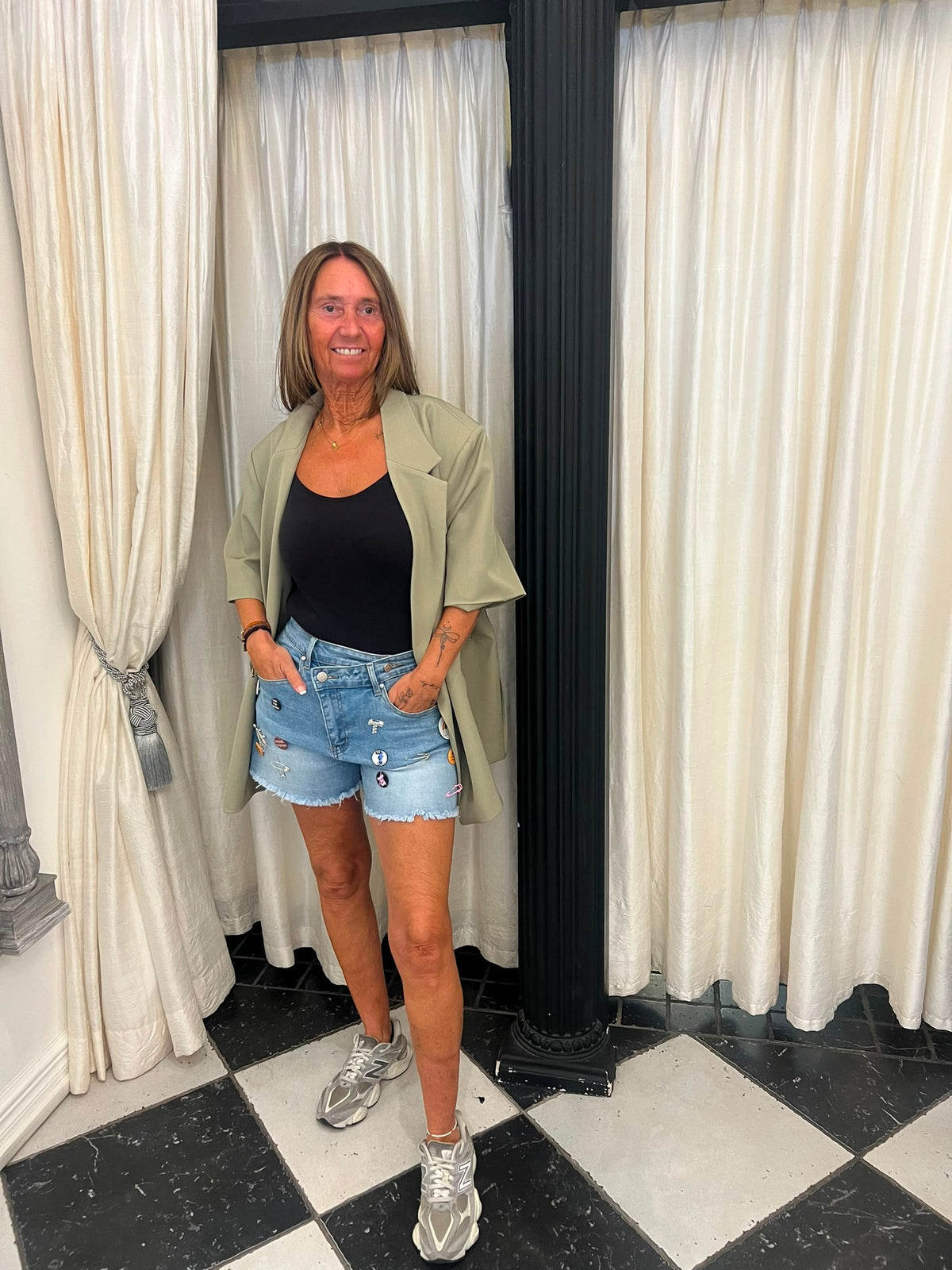 Lichtblauwe Denim Short met Patches